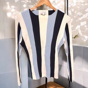 Striped Ribbed Mock-Neck Sweater Size: XL
